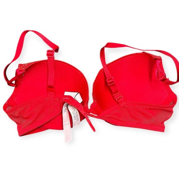 VICTORIA’S SECRET Women’s Red and Metallic Push-Up Bra Size 32B - Picture 2 of 5